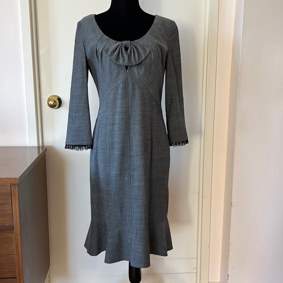 Sunny Choi Grey Fitted Wool Dress Sz 6 EUC - Picture 1 of 14